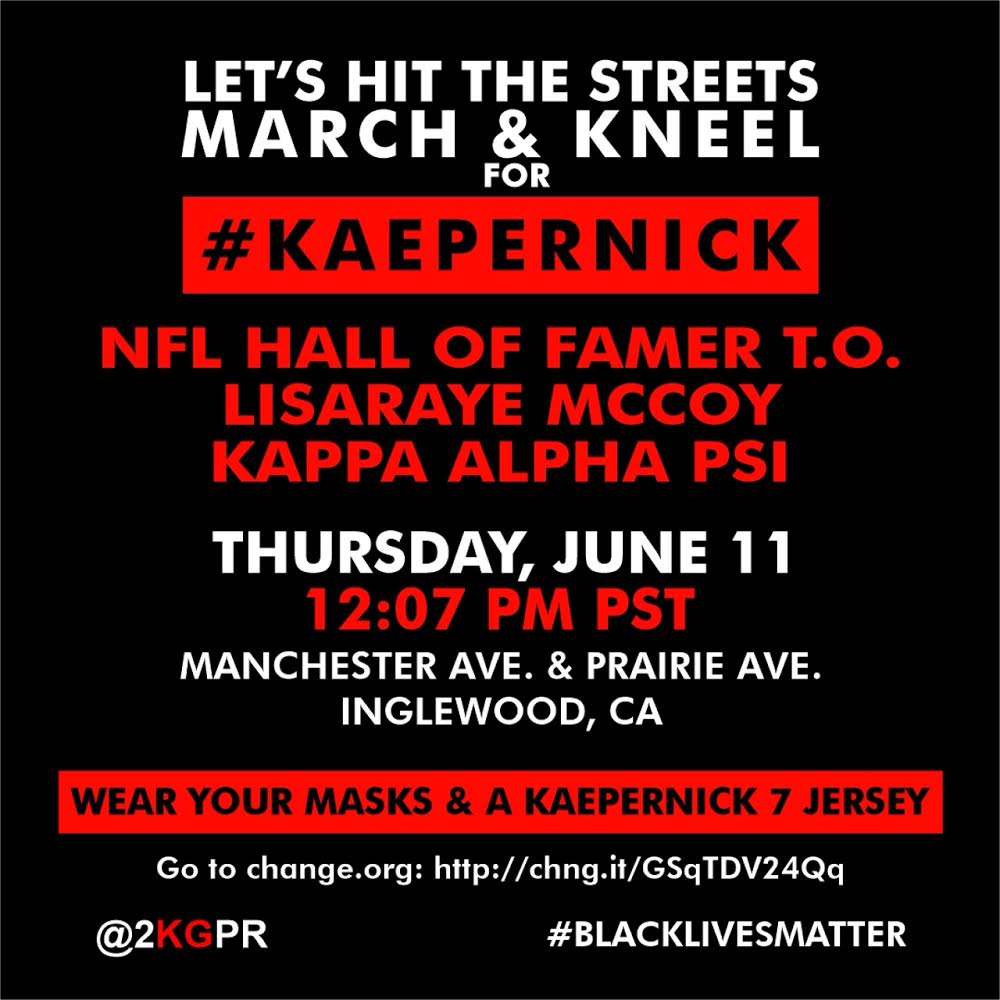 Peaceful Protest March for Colin Kaepernick to be Led by NFL Hall of Famer T.O. & LisaRaye McCoy